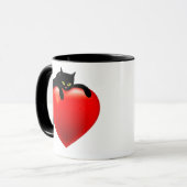 Black Cat Red Heart Valentijn Gypsy Tarot Card Mok (Voorkant links)