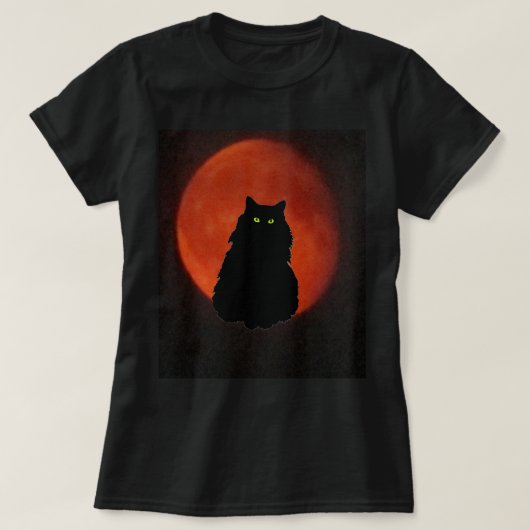 Black Cat Red Moon T-shirt (Design voorkant)