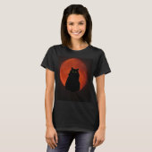 Black Cat Red Moon T-shirt (Voorkant volledig)