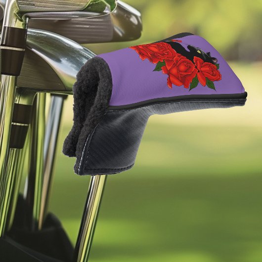 Black Cat Red Roses Paarse Golfheadcover