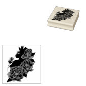 Black Cat Red Roses Paarse Rubberstempel (Gestempeld)