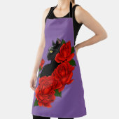Black Cat Red Roses Paarse Schort (Insitu)