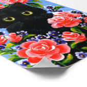 Black Cat Red Roses Summer Creationarts Poster (Hoek)