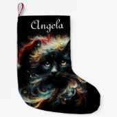Black Cat Red Santa Christmas Pet Seizoensgebonden Kleine Kerstsok (Voorkant)