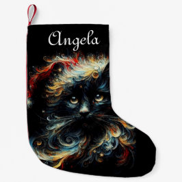 Black Cat Red Santa Christmas Pet Seizoensgebonden Kleine Kerstsok