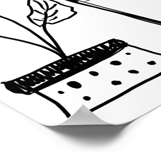 Black Cat Relaxing Plant Oerwoud Poster (Hoek)