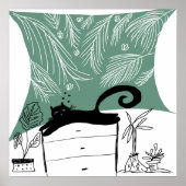 Black Cat Relaxing Plant Oerwoud Poster (Voorkant)
