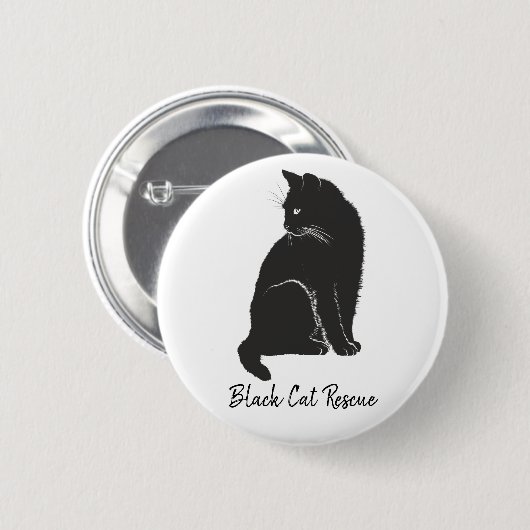 Black Cat Rescue Ronde Button 5,7 Cm (Voorkant /achterkant)