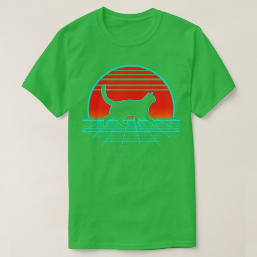 Black Cat Retro 80s Meow Kat Lover T-shirt (Design voorkant)