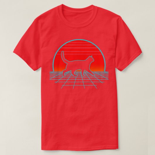 Black Cat Retro  80s Meow Kat Lover T-shirt (Design voorkant)