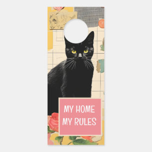 Black Cat retro collage Deurhanger