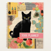 Black Cat retro collage Planner (Voorkant)