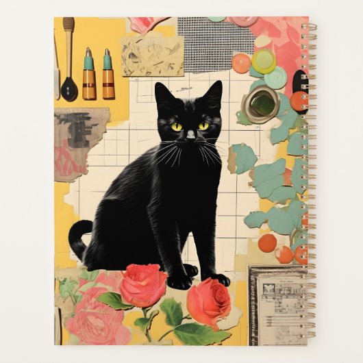 Black Cat retro collage Planner (Achterkant)