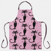 BLACK CAT RETRO PINK APRON SCHORT (Voorkant)