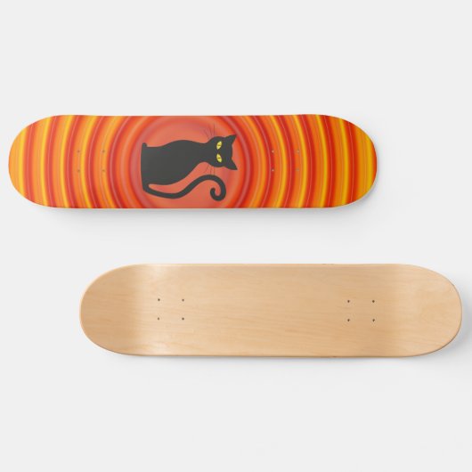 Black Cat Retro Skateboard (Horizontaal)