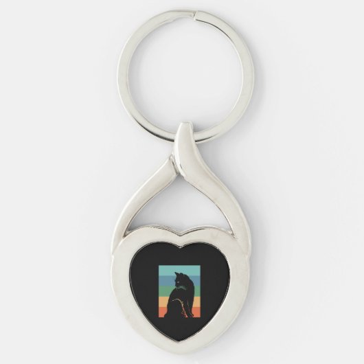 Black Cat Retro Sleutelhanger (Voorkant)