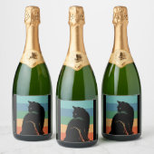 Black Cat Retro Sparkling Wijnetiket (Flessen)