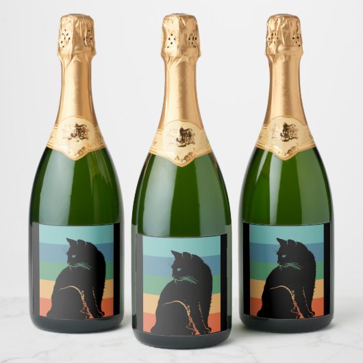 Black Cat Retro Sparkling Wijnetiket (Flessen)