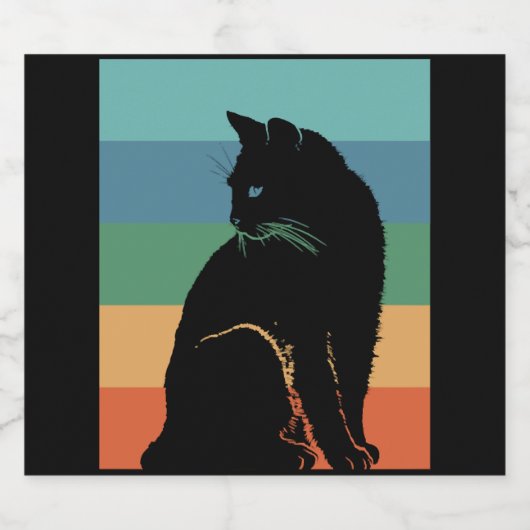 Black Cat Retro  Sparkling Wijnetiket (Enkel label)