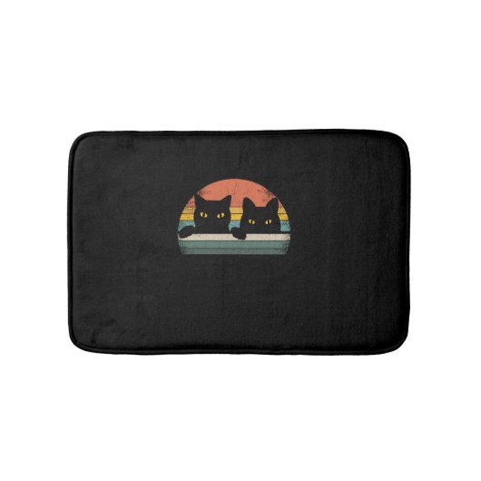 Black Cat Retro-stijl - Cat Lover-cadeau Badmat (Voorkant)