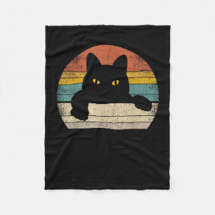Black Cat Retro-stijl - Cat Lover-cadeau Fleece Deken