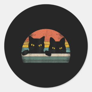 Black Cat  Retro-stijl - Cat Lover-cadeau Ronde Sticker