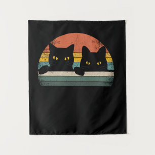 Black Cat Retro-stijl - Cat Lover-cadeau Wandkleed