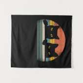 Black Cat Retro-stijl - Cat Lover-cadeau Wandkleed (Voorkant (horizontaal))