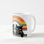 Black Cat  Retro Stijl Koffiemok (Voorkant rechts)