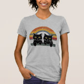 Black Cat Retro Stijl T-shirt (Voorkant)