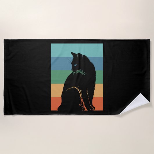 Black Cat Retro Strandlaken (Voorkant)