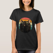 Black Cat Retro Style Cats Kitten T-shirt (Voorkant)