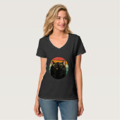 Black Cat Retro Style Cats Kitten T-shirt (Voorkant volledig)