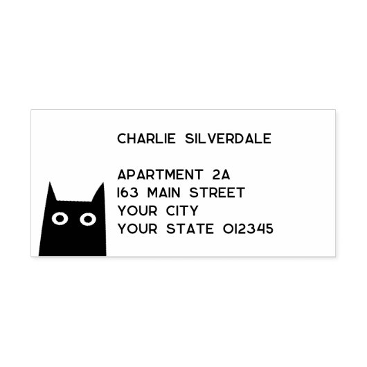 Black Cat Return-adres Rubberstempel (Afrduk)
