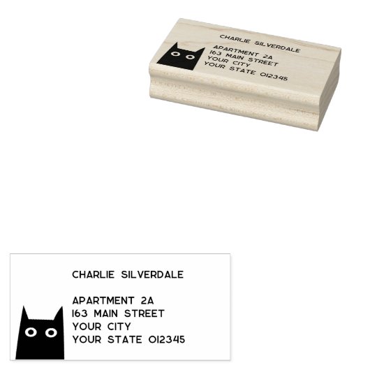 Black Cat Return-adres Rubberstempel (Gestempeld)
