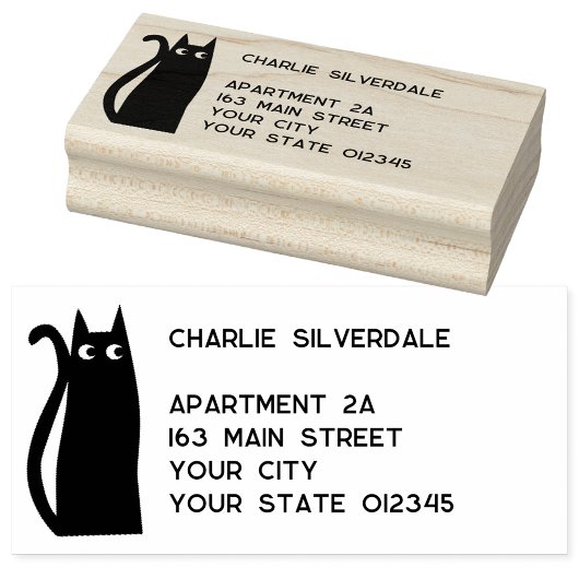Black Cat Return-adres Rubberstempel