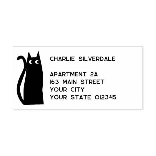 Black Cat Return-adres Rubberstempel (Afrduk)