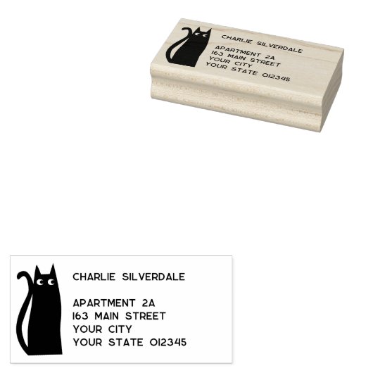 Black Cat Return-adres Rubberstempel (Gestempeld)