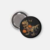 Black Cat Riding Mummy T-Rex – Cute Halloween Dino Magneet (Voorkant / Achterkant)