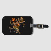Black Cat Riding Mummy T-Rex – Schattigee Hallowee Bagagelabel (Voorkant (horizontaal))