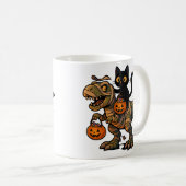 Black Cat Riding Mummy T-Rex – Schattigee Hallowee Koffiemok (Voorkant rechts)