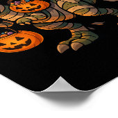 Black Cat Riding Mummy T-Rex – Schattigee Hallowee Poster (Hoek)