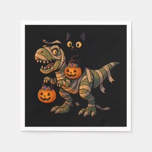Black Cat Riding Mummy T-Rex – Schattigee Hallowee Servet