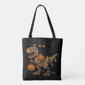 Black Cat Riding Mummy T-Rex – Schattigee Hallowee Tote Bag (Achterkant)
