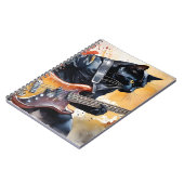 Black Cat Rock Star Leather Jacket Gitaar spelen Notitieboek (Linkerzijde)