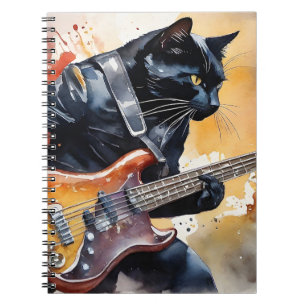 Black Cat Rock Star Leather Jacket Gitaar spelen Notitieboek