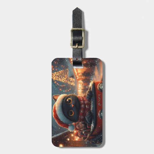 Black Cat Roller Onderzetter Kerst Bagagelabel (Voorkant verticaal)