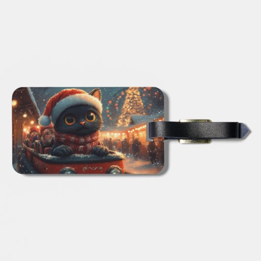 Black Cat Roller Onderzetter Kerst Bagagelabel (Achterkant horizontaal)