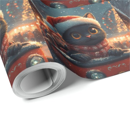 Black Cat Roller Onderzetter Kerst Cadeaupapier (Rol Hoek)