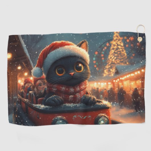 Black Cat Roller Onderzetter Kerst Golfhanddoek (Horizontaal)